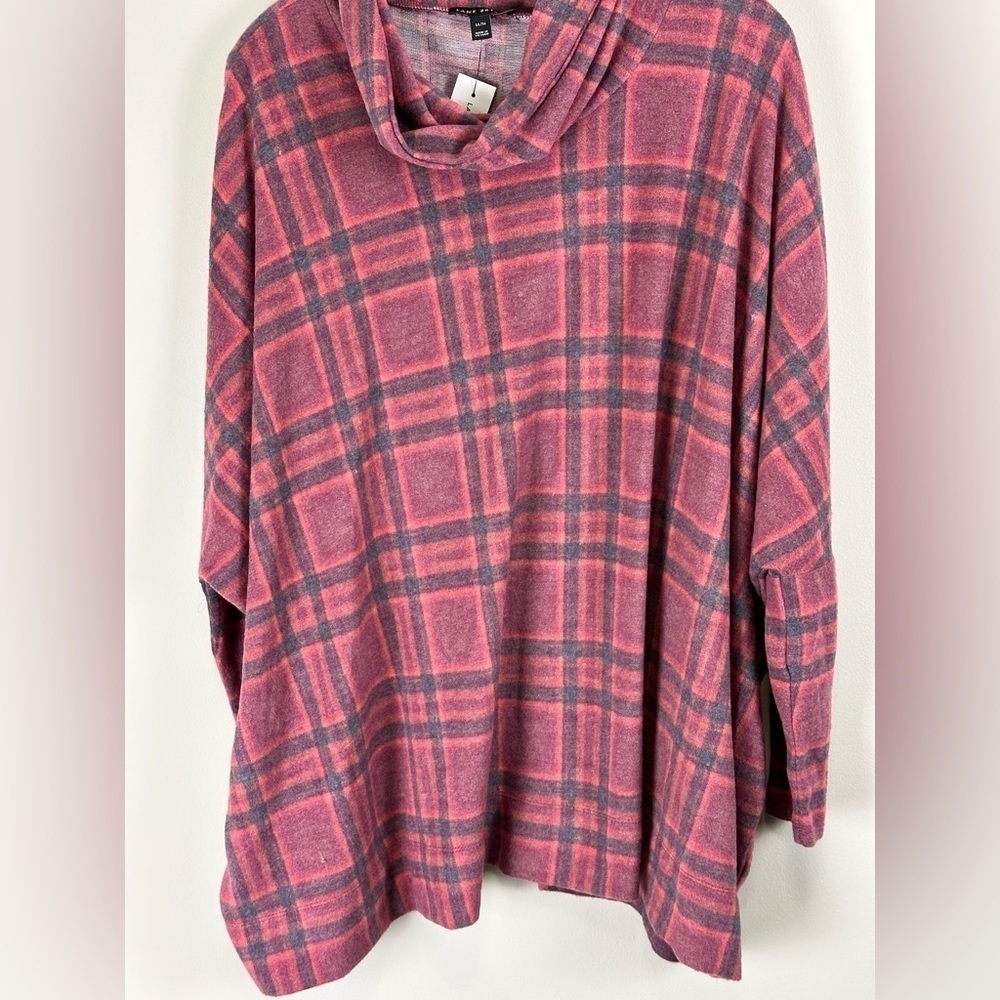 Women's Plaid Cowl Neck Fleece Sweater